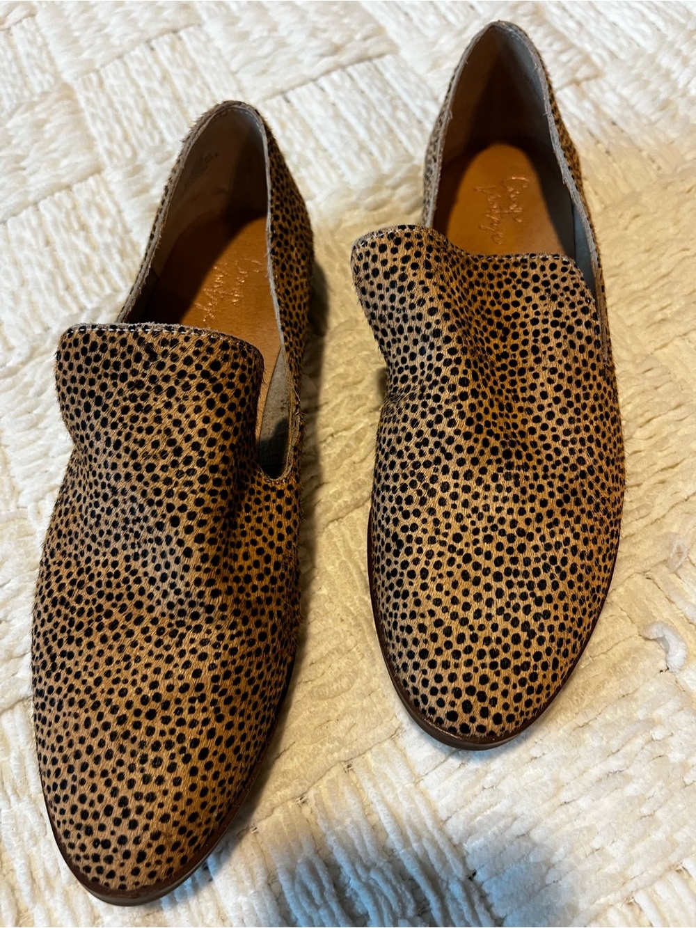 Crown Vintage Tan and Black Leopard-Print Women's leather Loafers